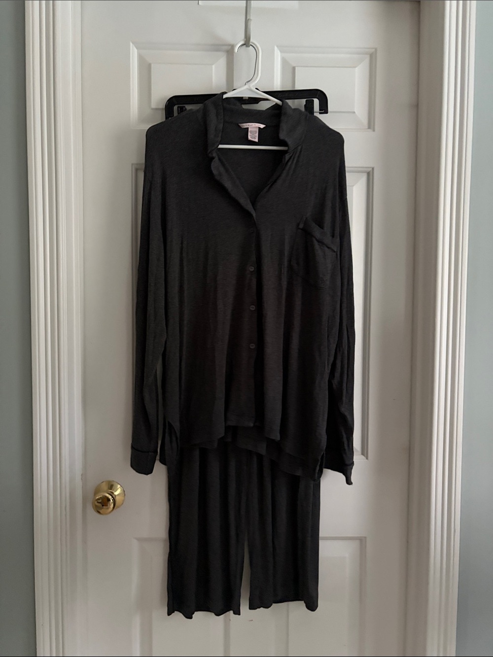 Victoria's Secret charcoal Long-Sleeve Button-Front Pajama Set